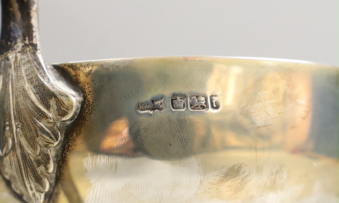 An Edwardian demi fluted silver two handled trophy cup, by Mappin & Webb, Sheffield, 1901, with later engraved horse racing inscription, height 20.1cm, 13.6oz.